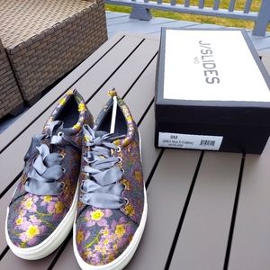 J Slides satin fabric sneakers